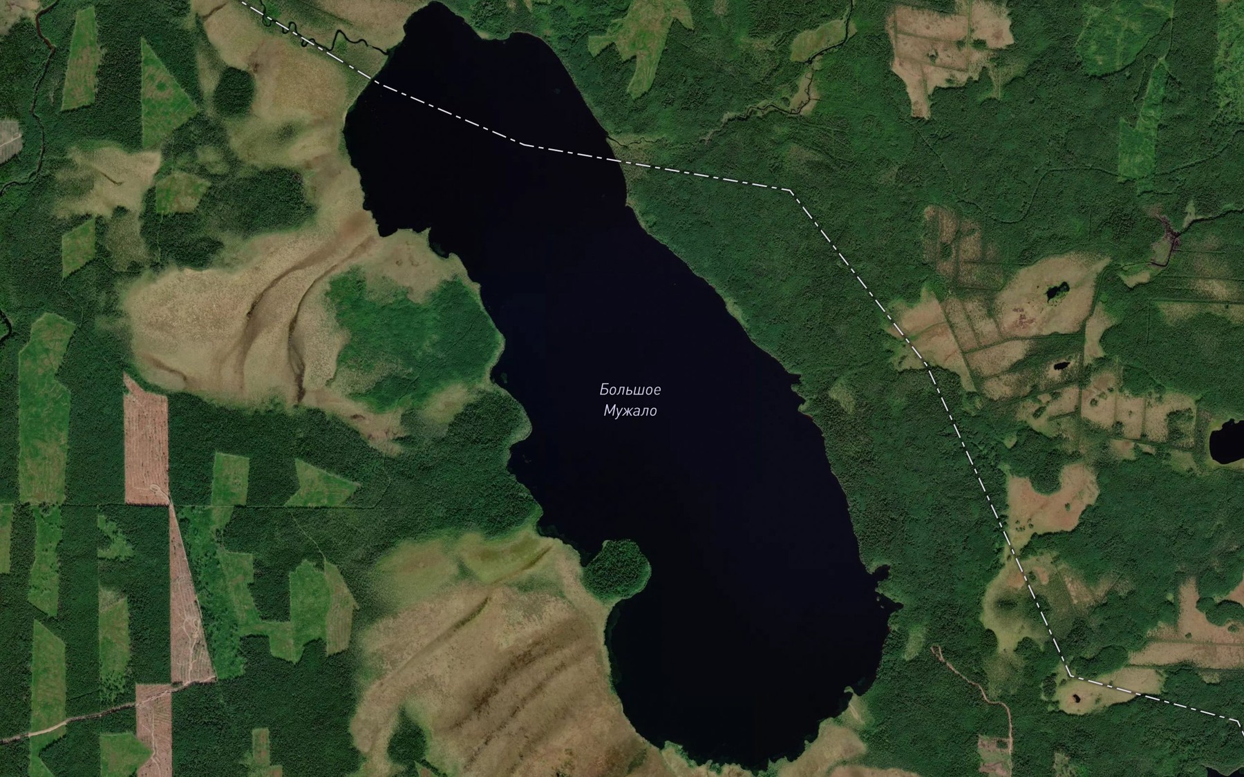 Satellite map of the Ozero Bol'shoye Muzhalo