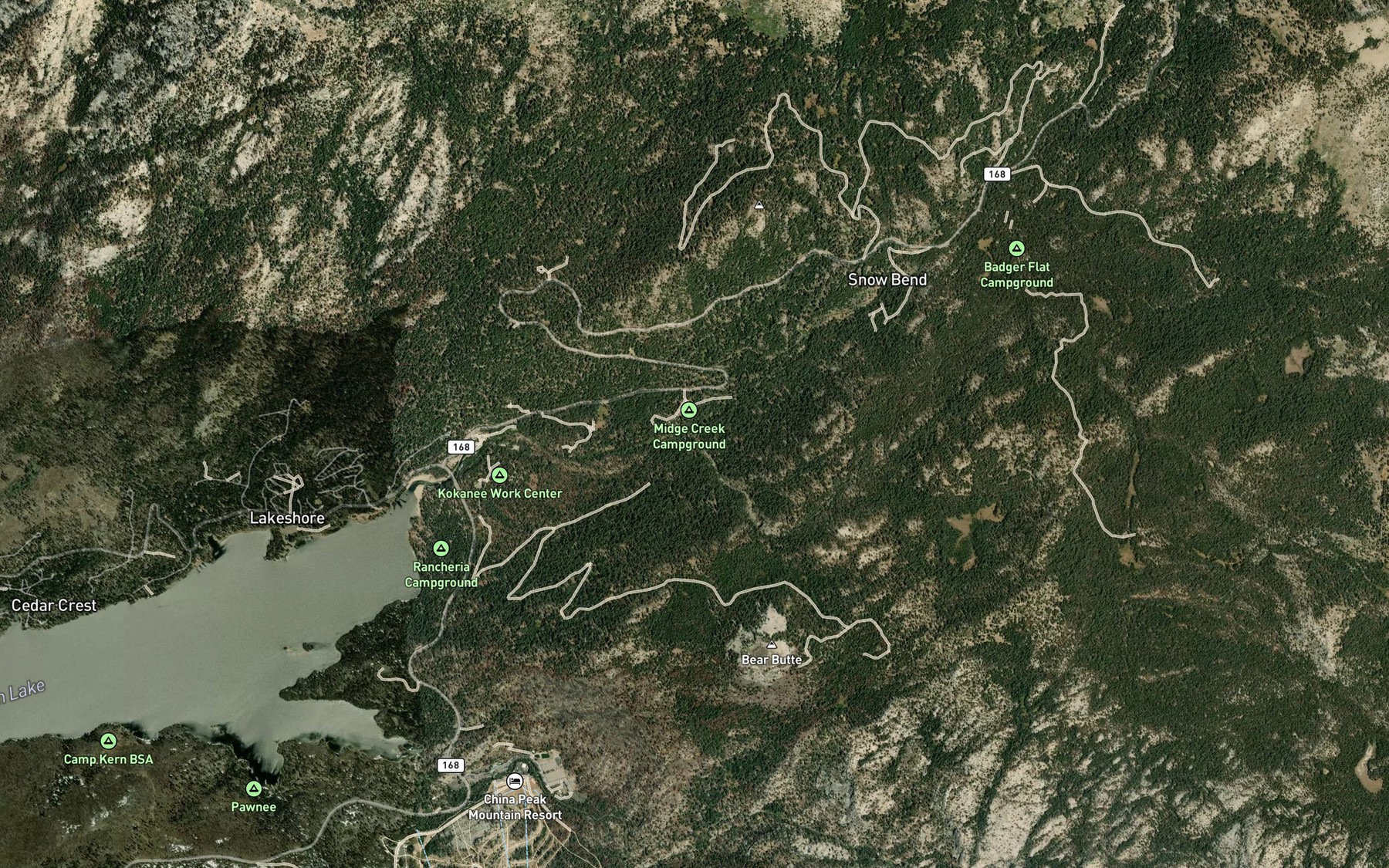 Satellite map of the Midge Creek