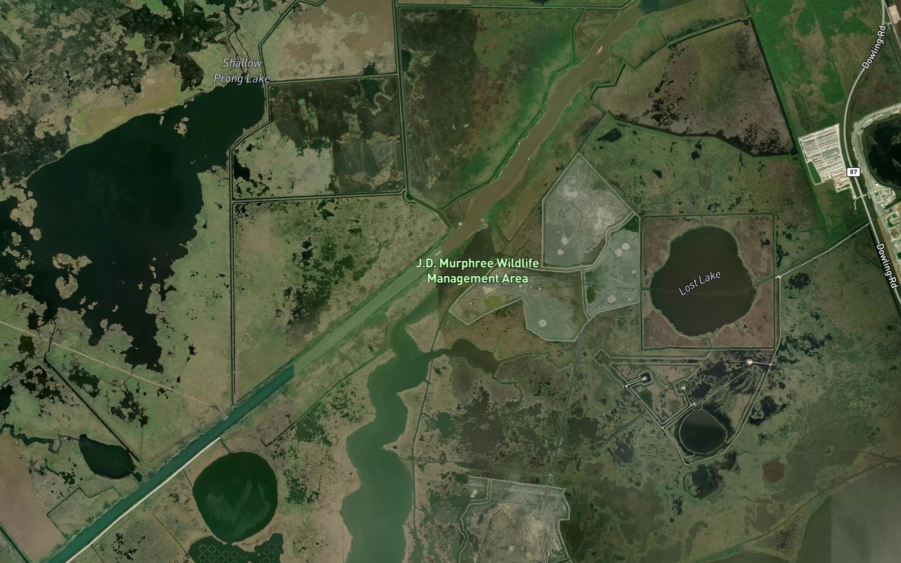 Satellite map of the Salt Bayou