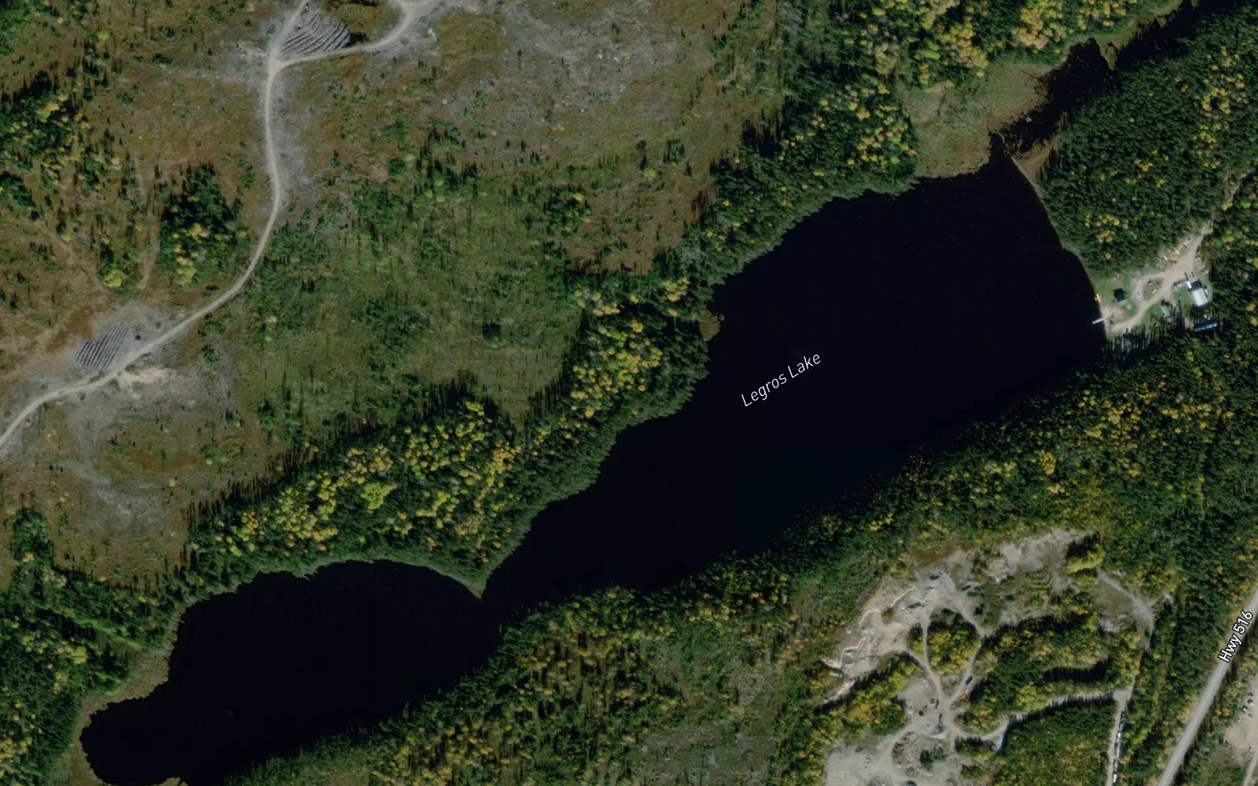 Satellite map of the Legros Lake