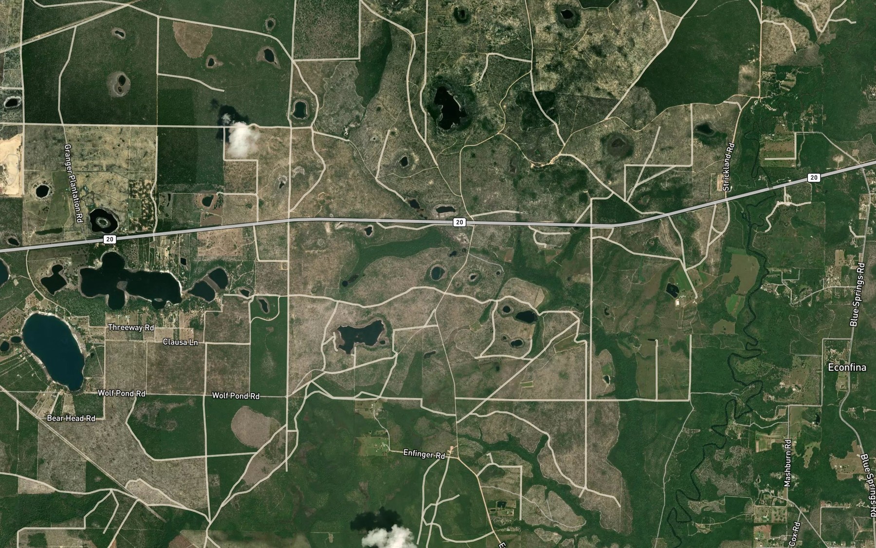 Satellite map of the Railroad Pond