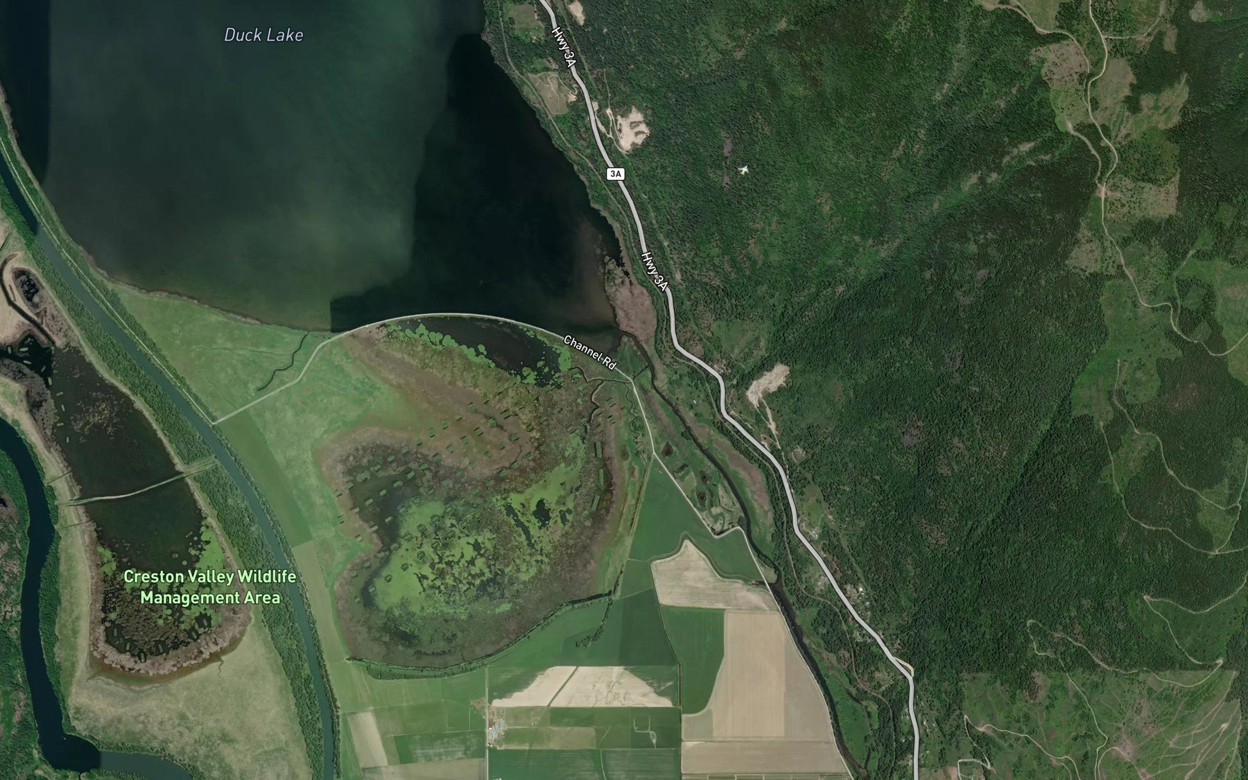 Satellite map of the Old Goat River Channel