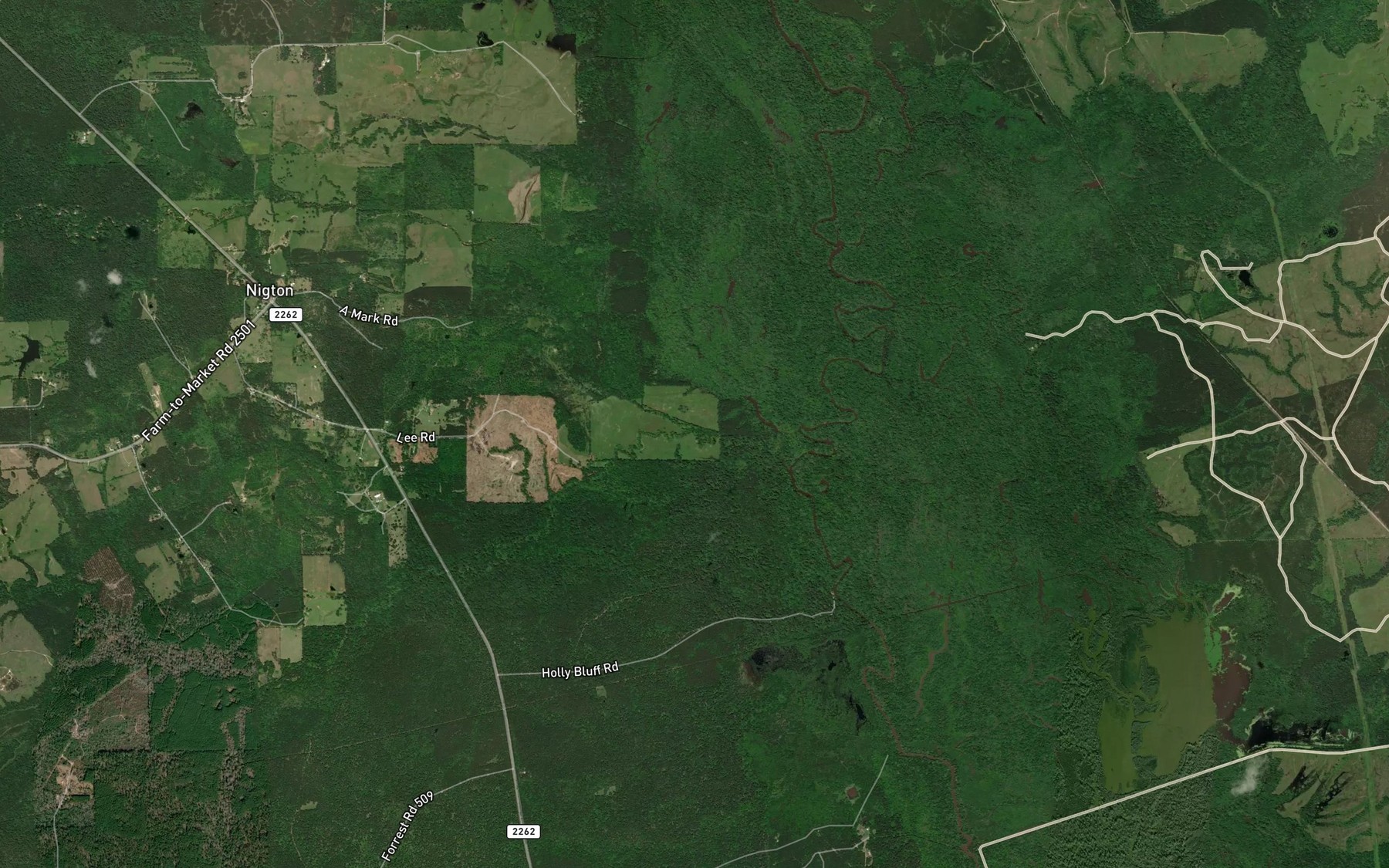 Satellite map of the Sandy Creek