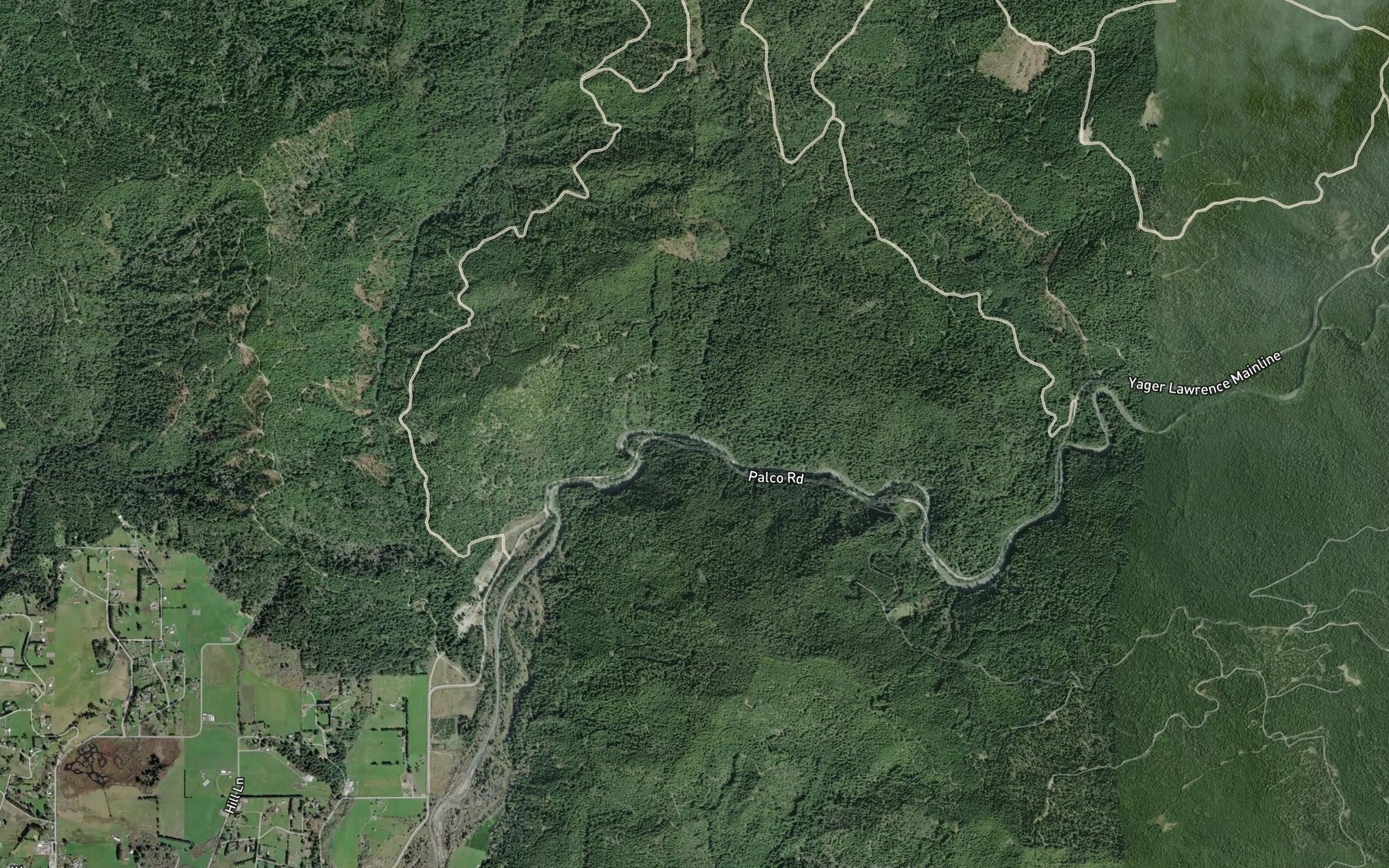 Satellite map of the Allen Creek