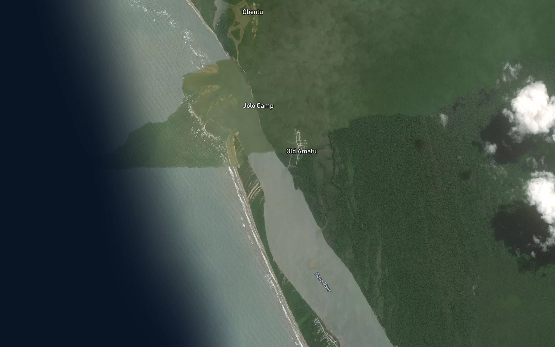 Satellite map of the Dodo River