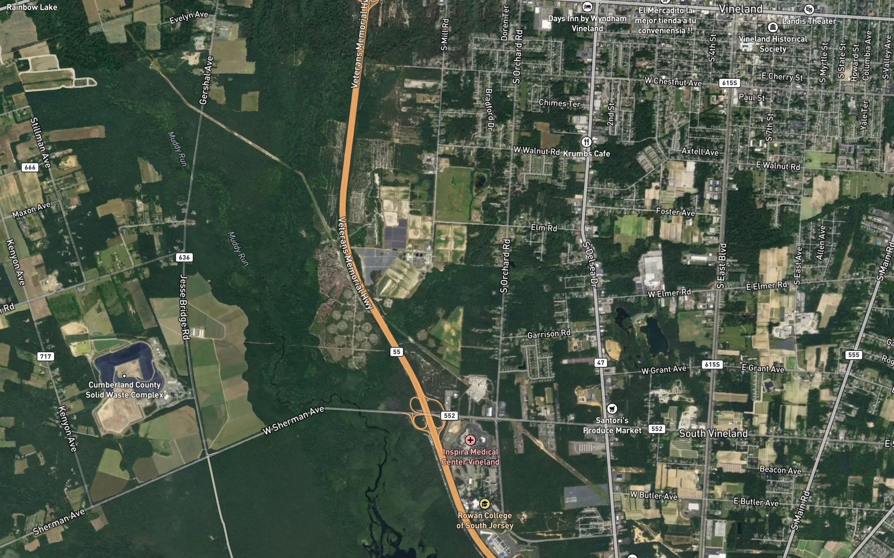 Satellite map of the Tarkiln Branch