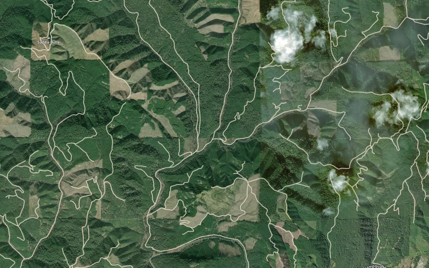 Satellite map of the North Fork Tom Folley Creek