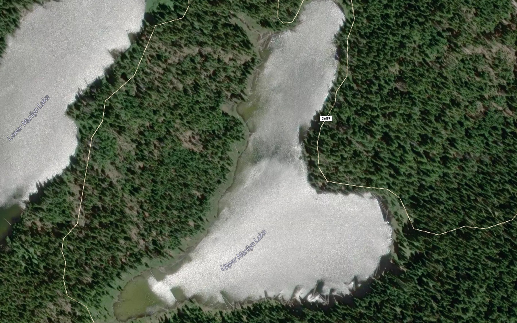 Satellite map of the Upper Marilyn Lake
