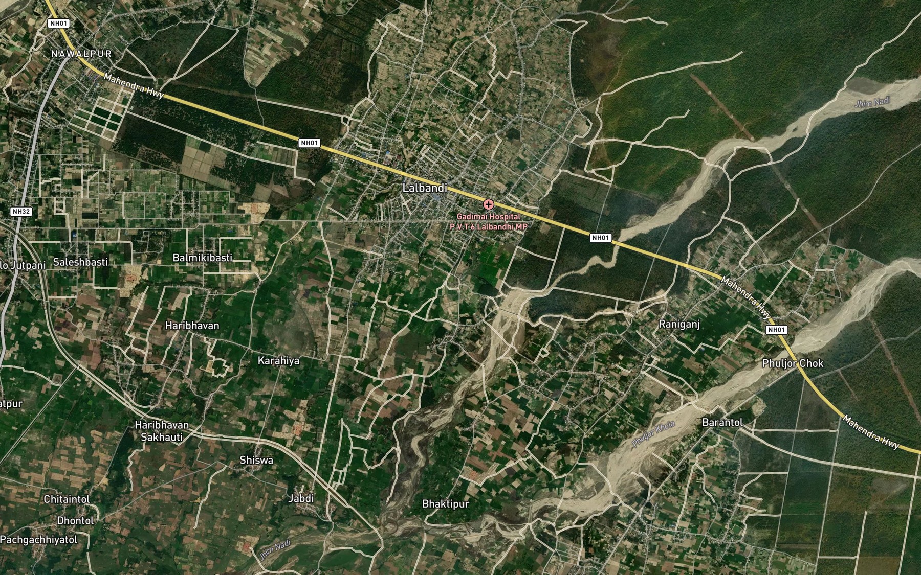 Satellite map of the Ranjitpur Kulo