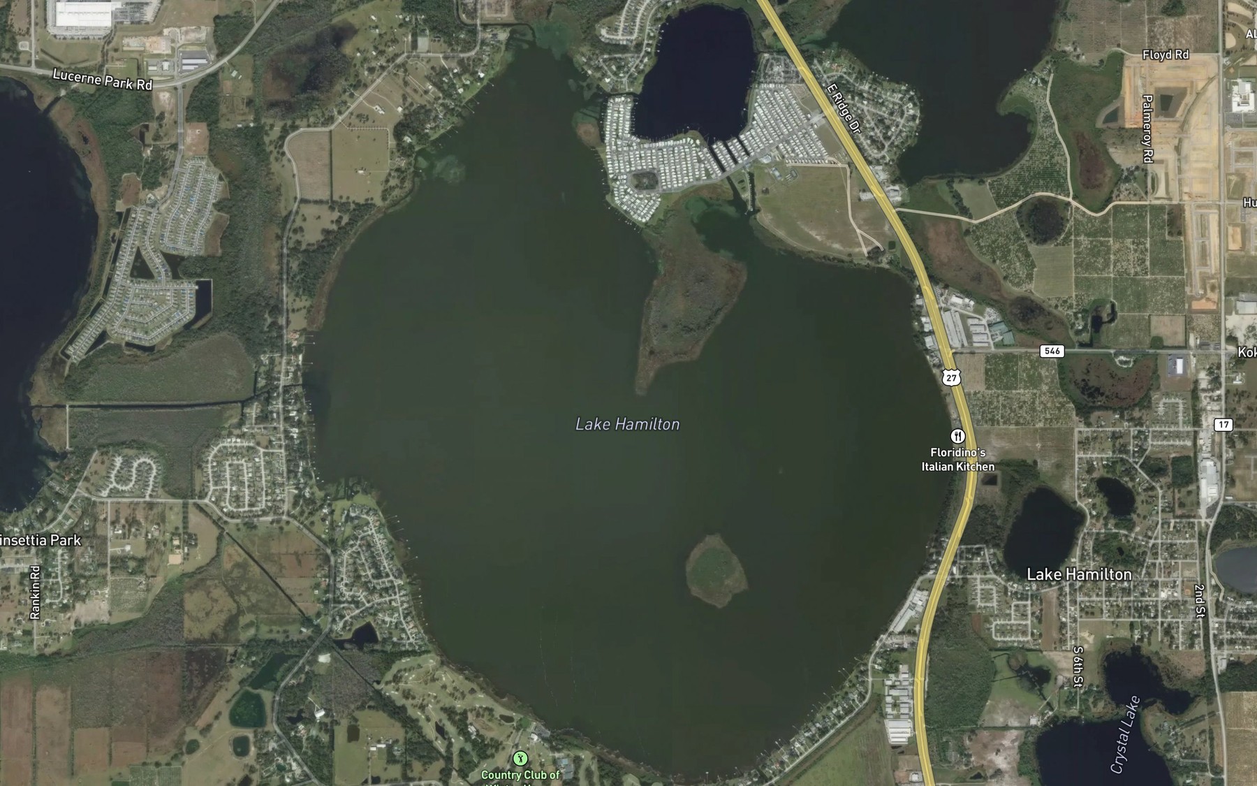 Satellite map of the Lake Hamilton
