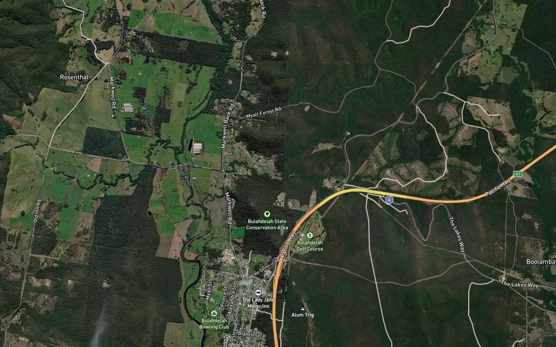 Satellite map of the Frys Creek