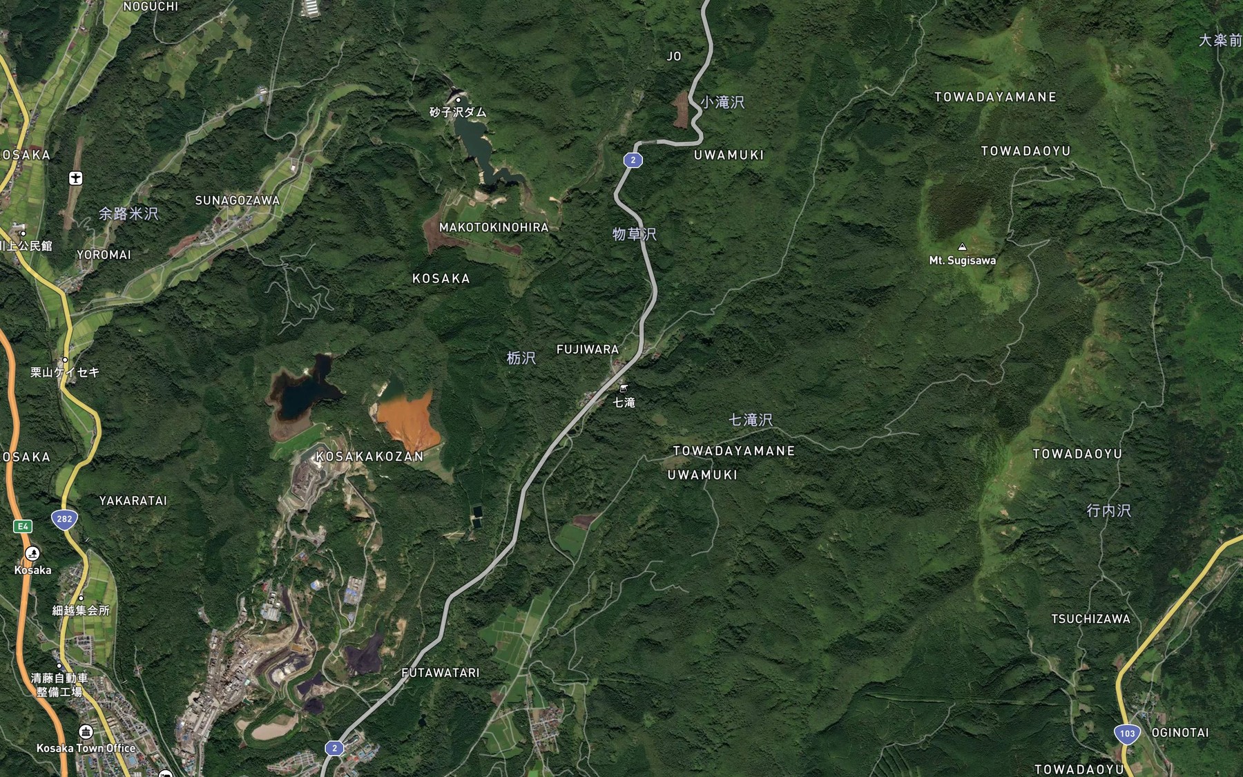 Satellite map of the Nanataki Zawa
