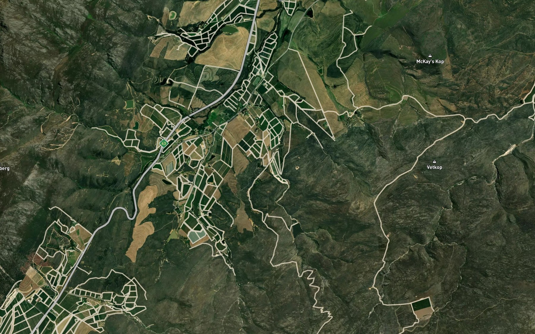 Satellite map of the Dasbosrivier
