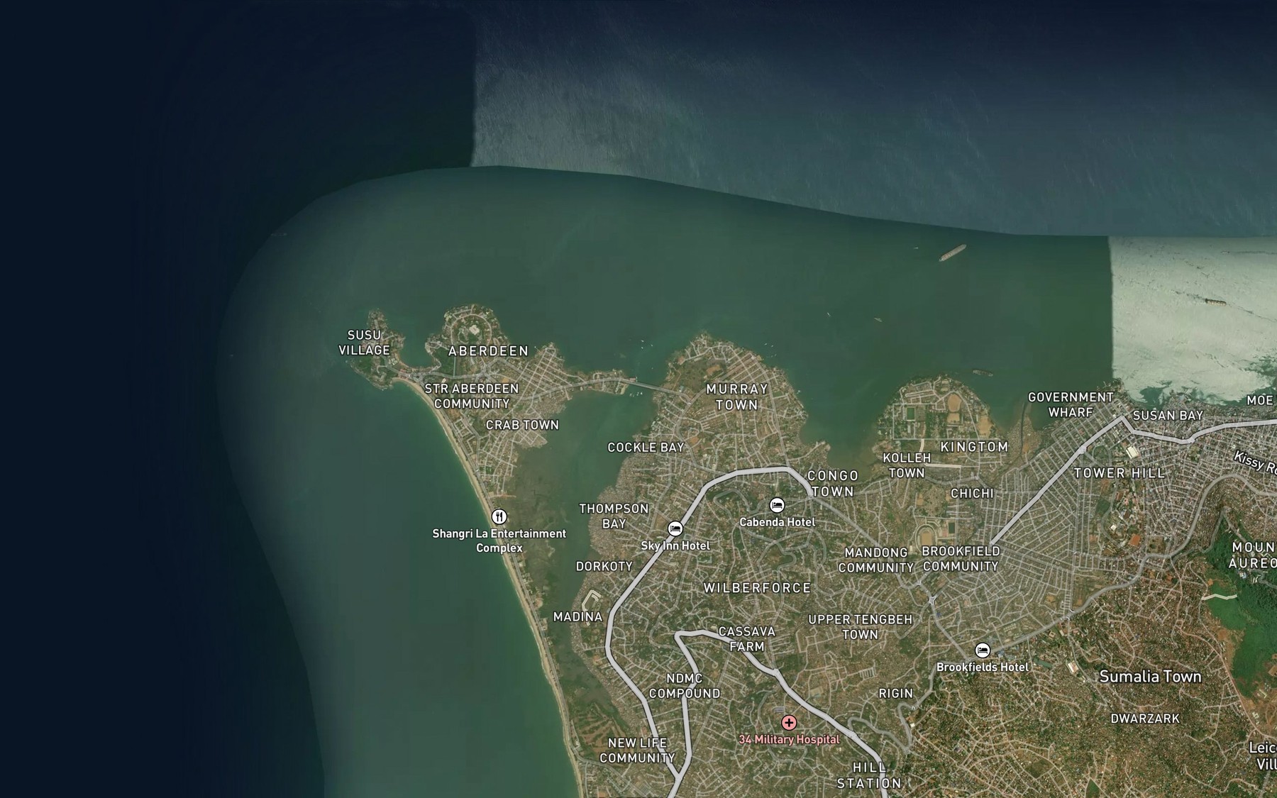 Satellite map of the Aberdeen Creek