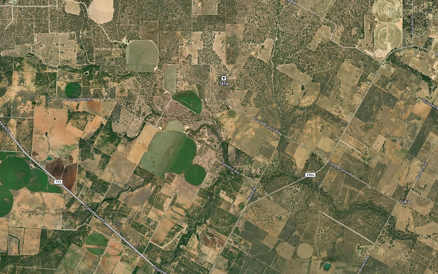 Satellite map of the Live Oak Creek