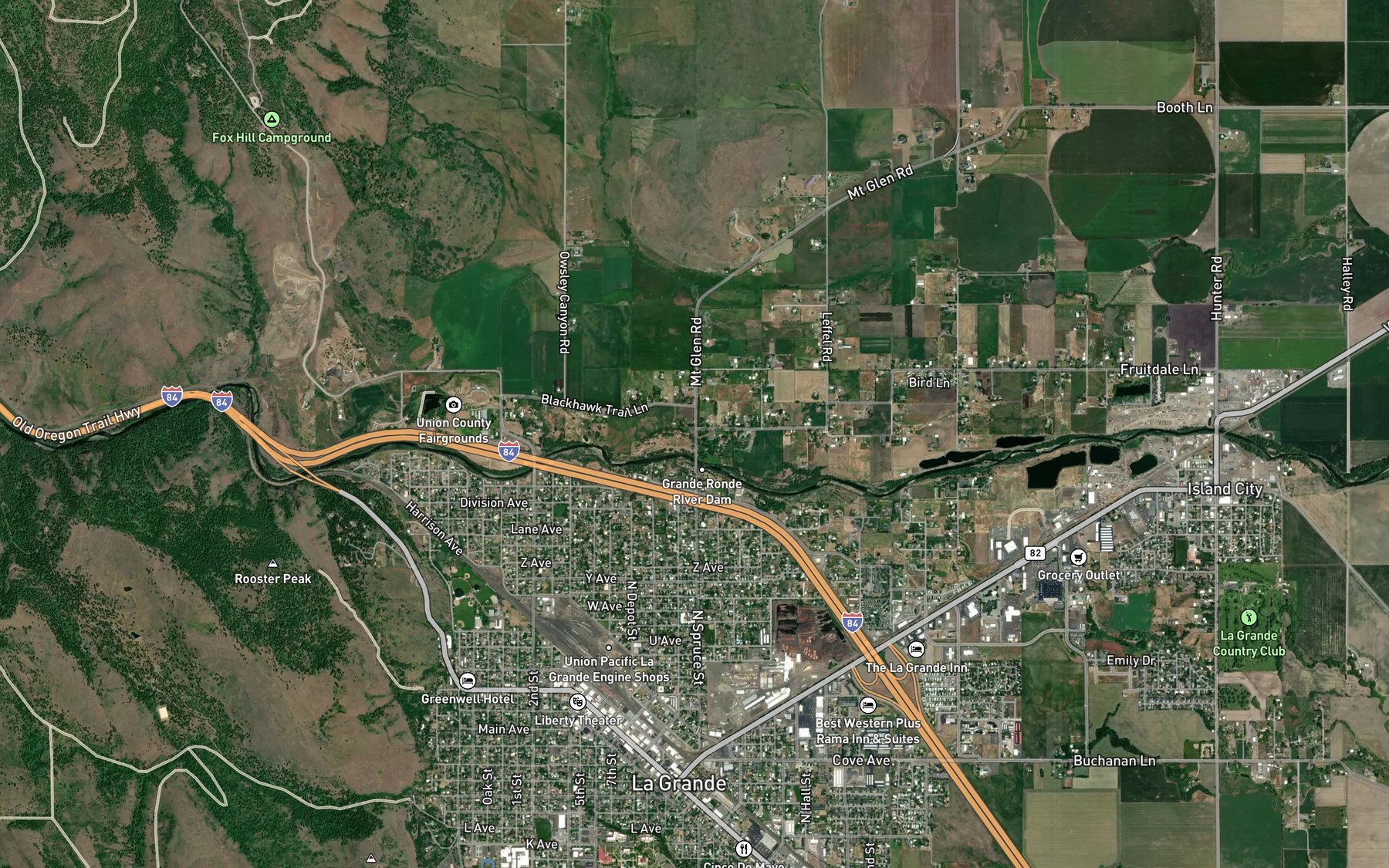 Satellite map of the Nesley Ditch