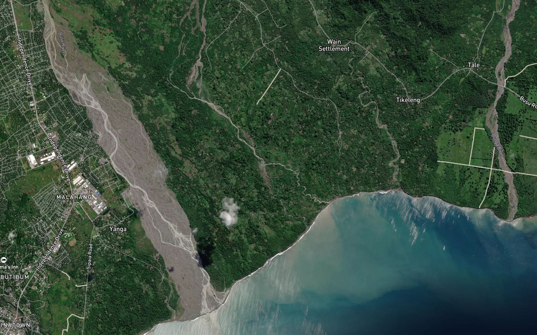 Satellite map of the Buaru River