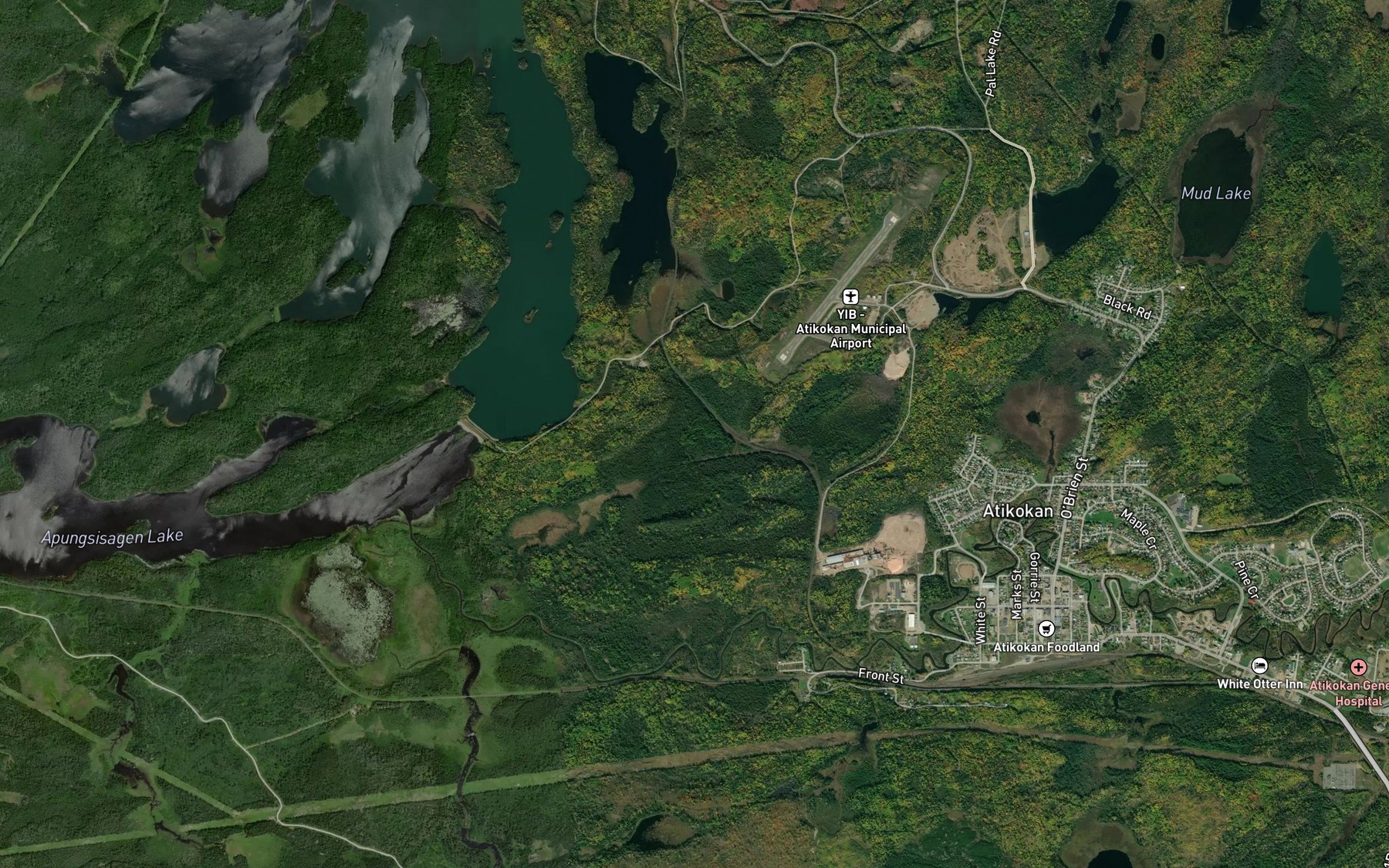 Satellite map of the Atikokan River
