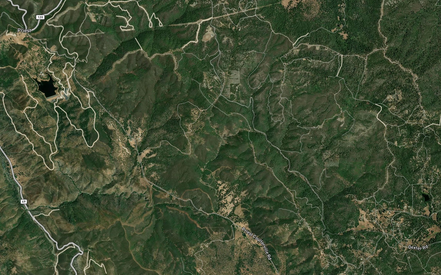 Satellite map of the Little Jackass Creek
