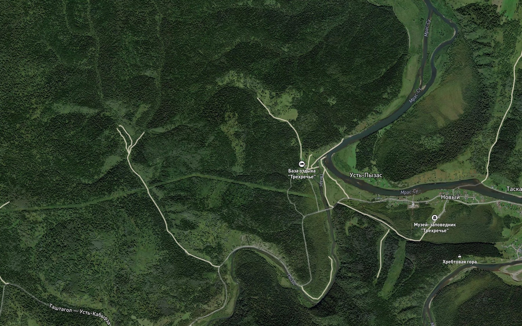 Satellite map of the Pyzas