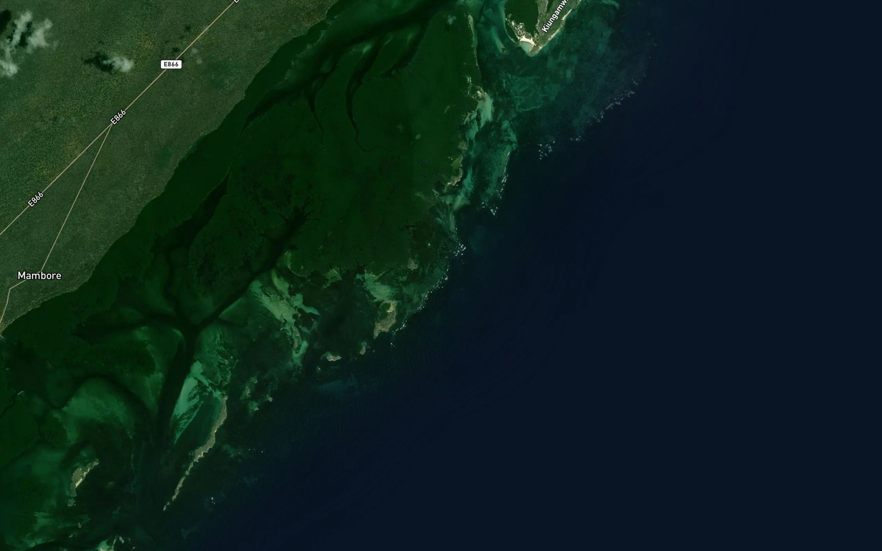 Satellite map of the Rees Reefs