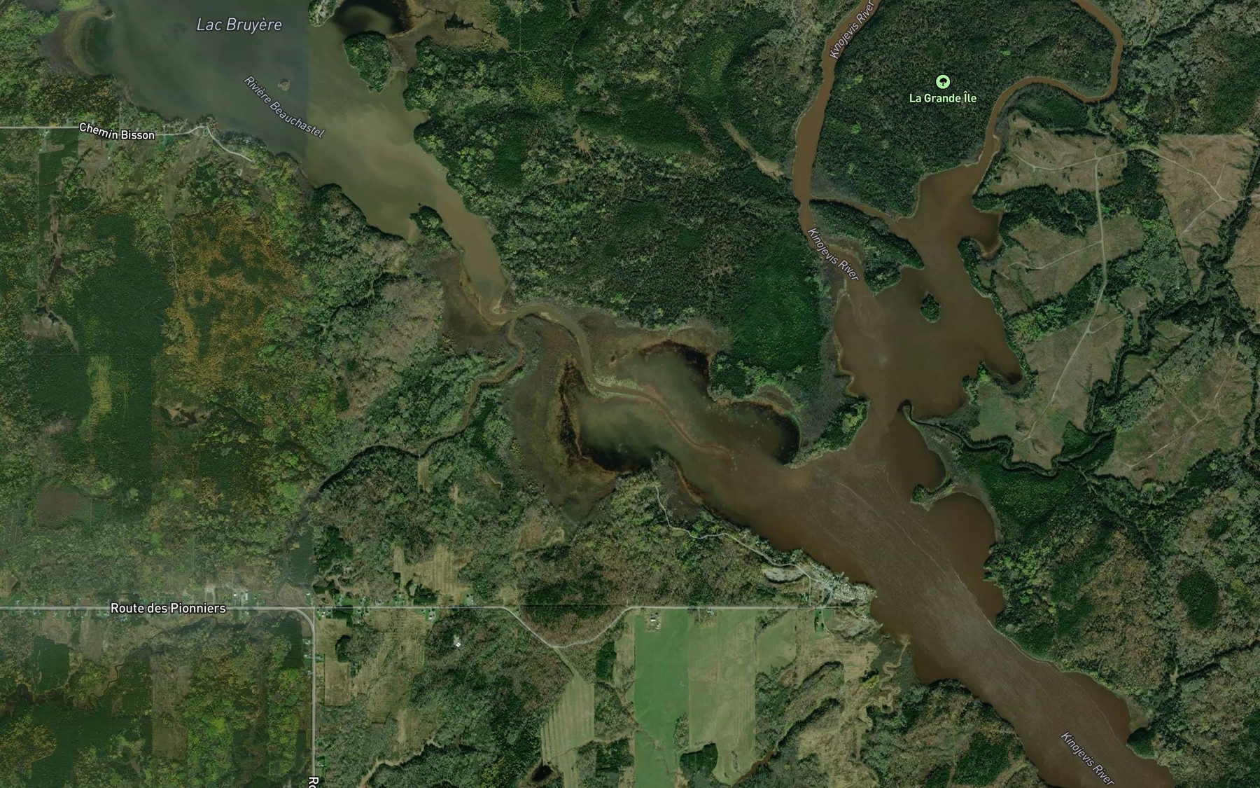 Satellite map of the Riviere Beauchastel