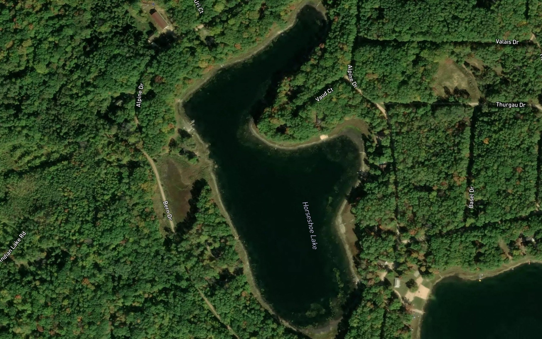 Satellite map of the Horseshoe Lake