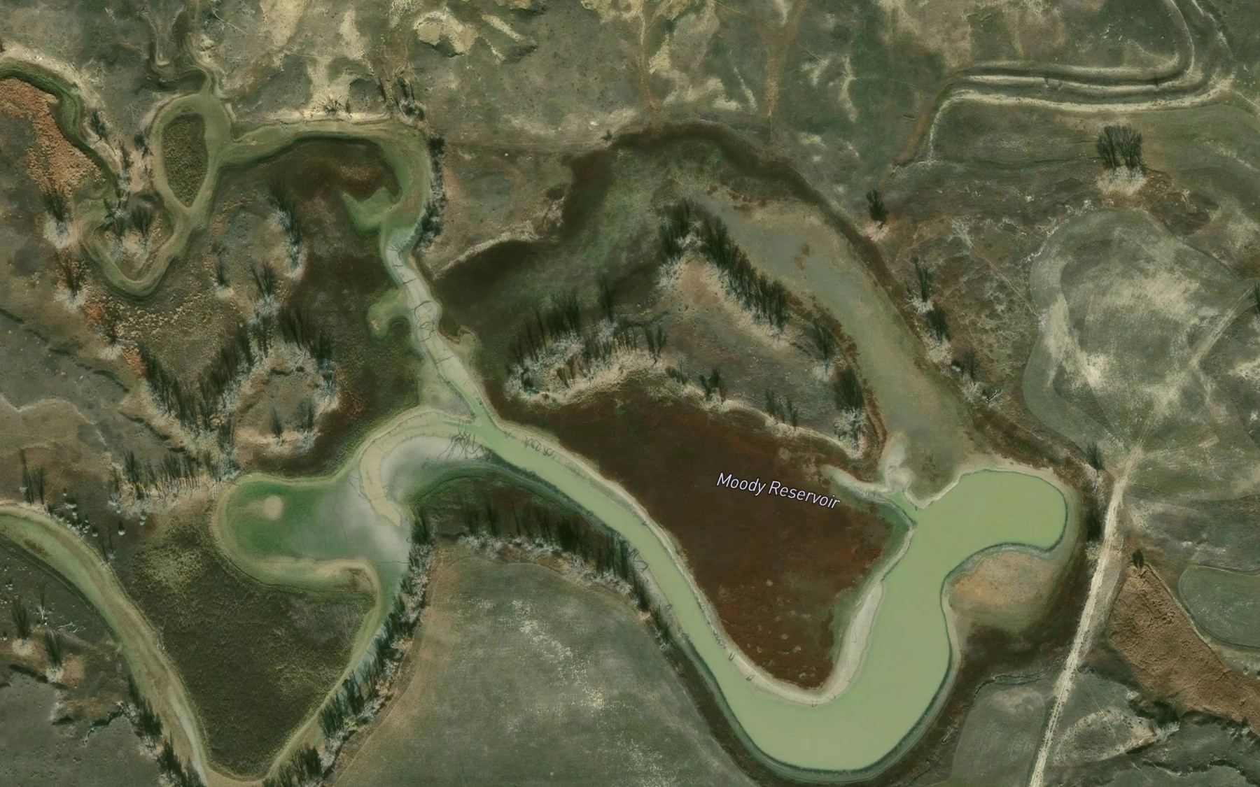 Satellite map of the Moody Reservoir