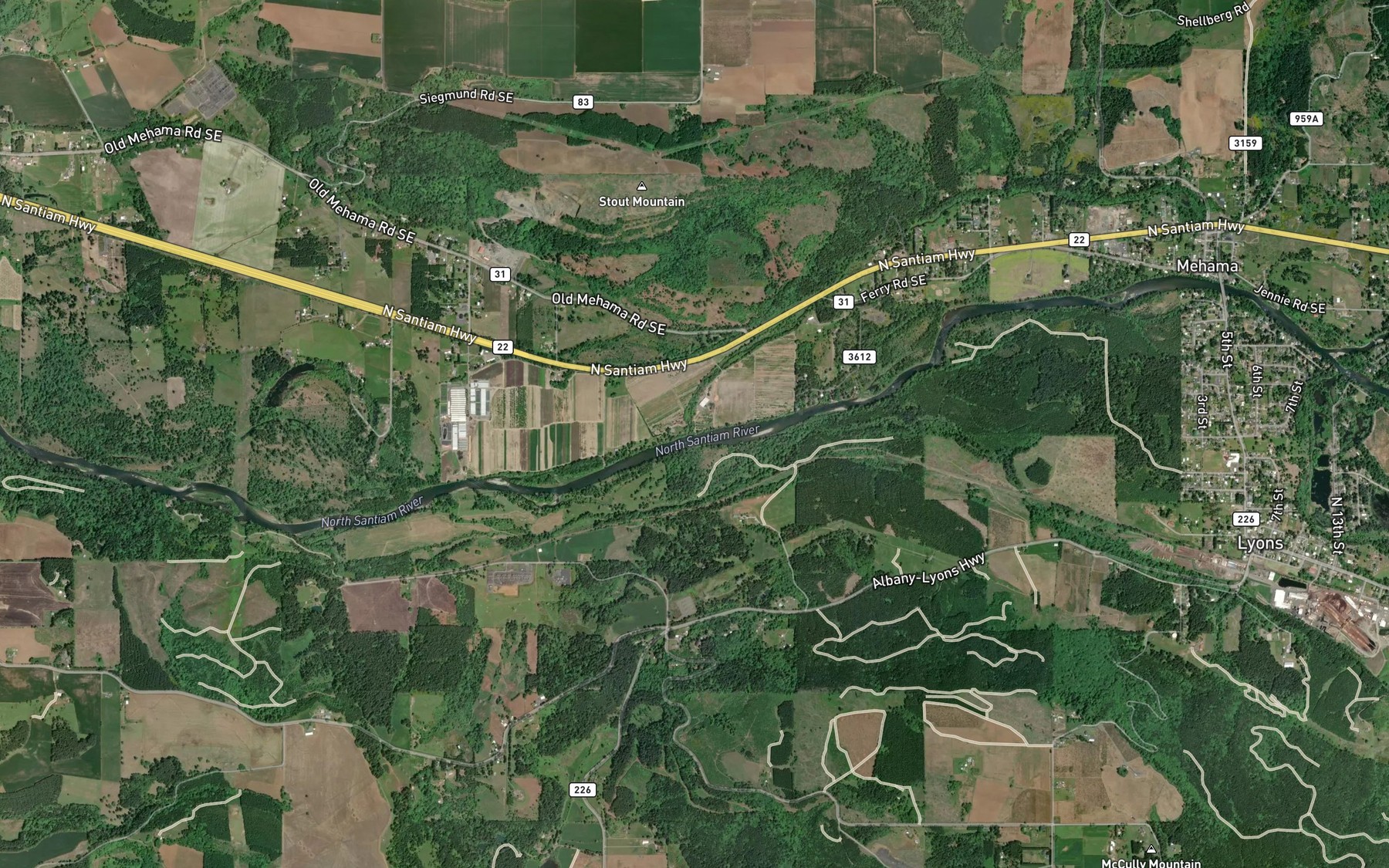 Satellite map of the Stout Creek