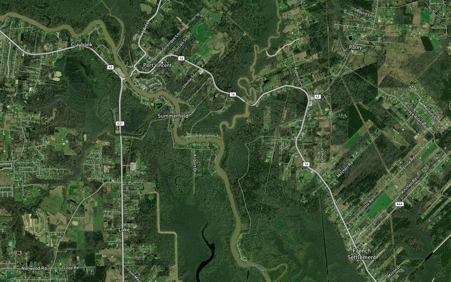 Satellite map of the Colyell Creek