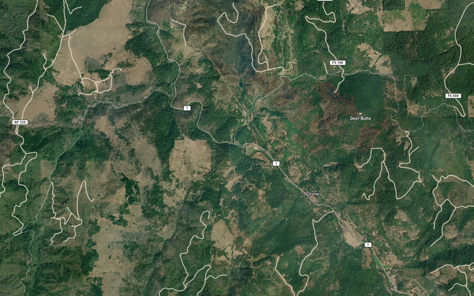 Satellite map of the Dixon Creek