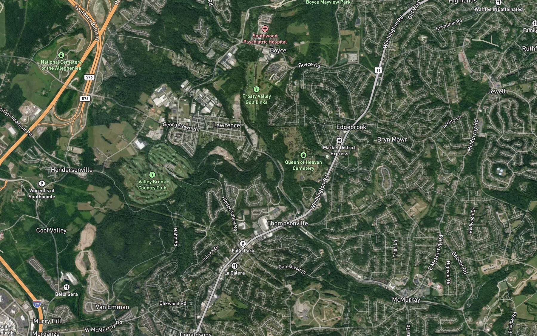 Satellite map of the Greer Pond