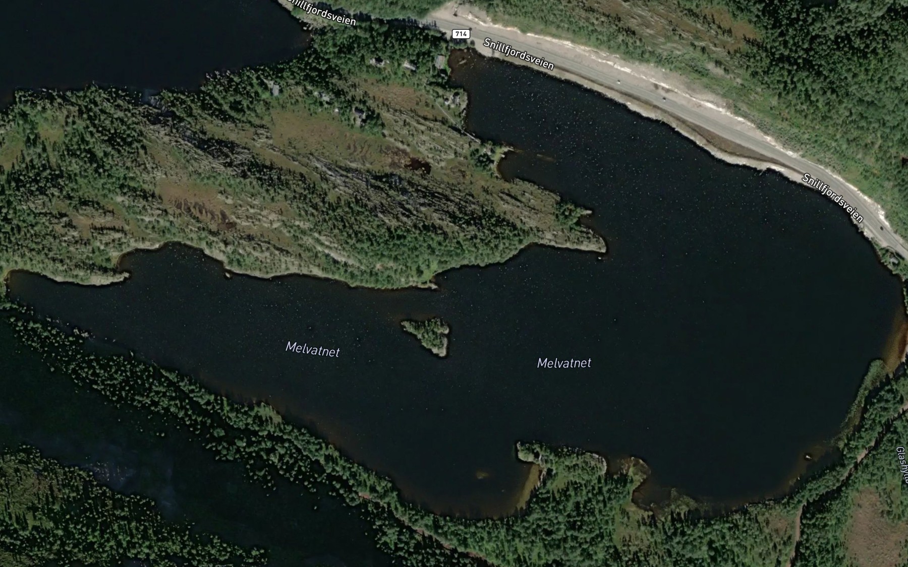 Satellite map of the Melvatnet
