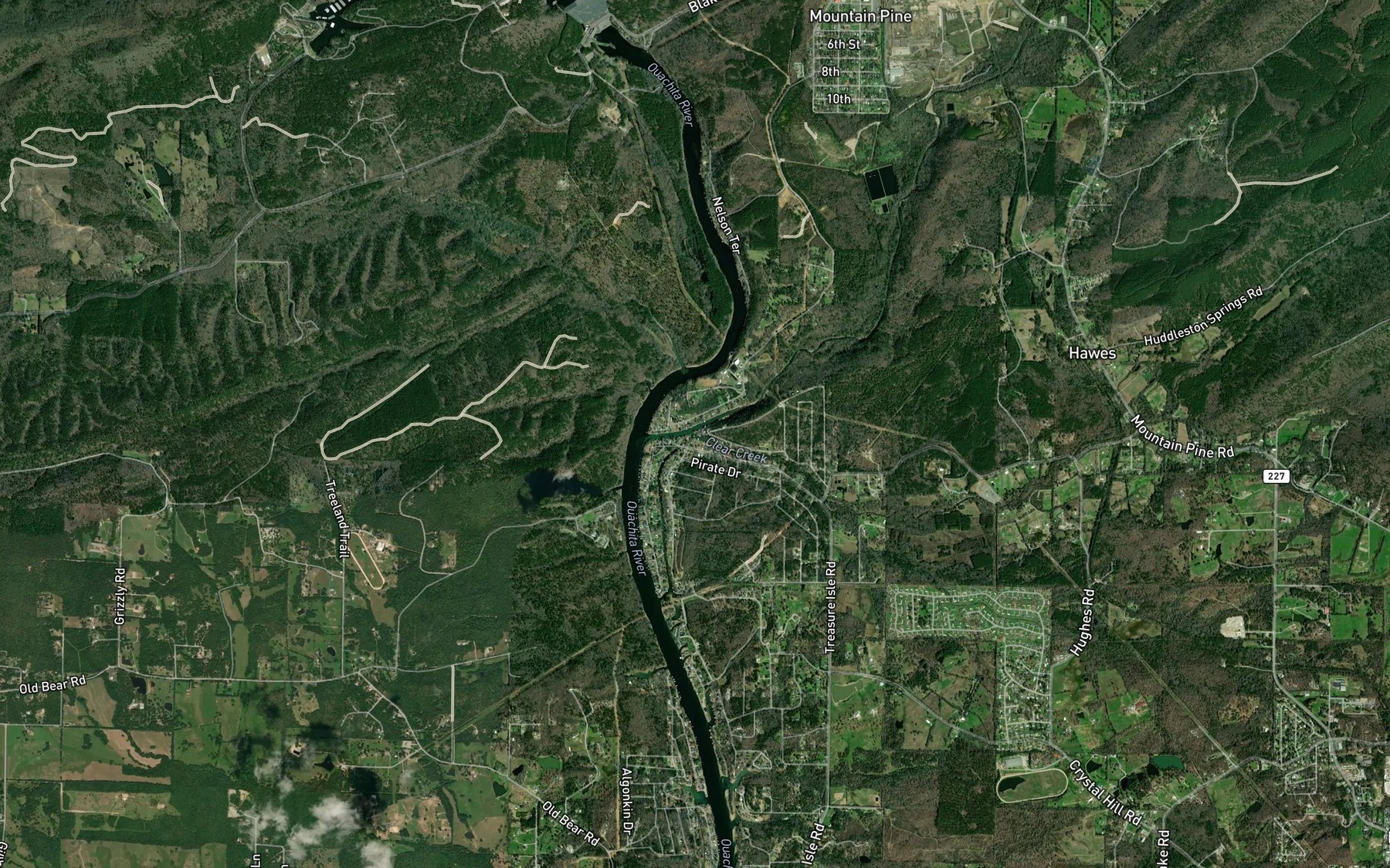 Satellite map of the Clear Creek