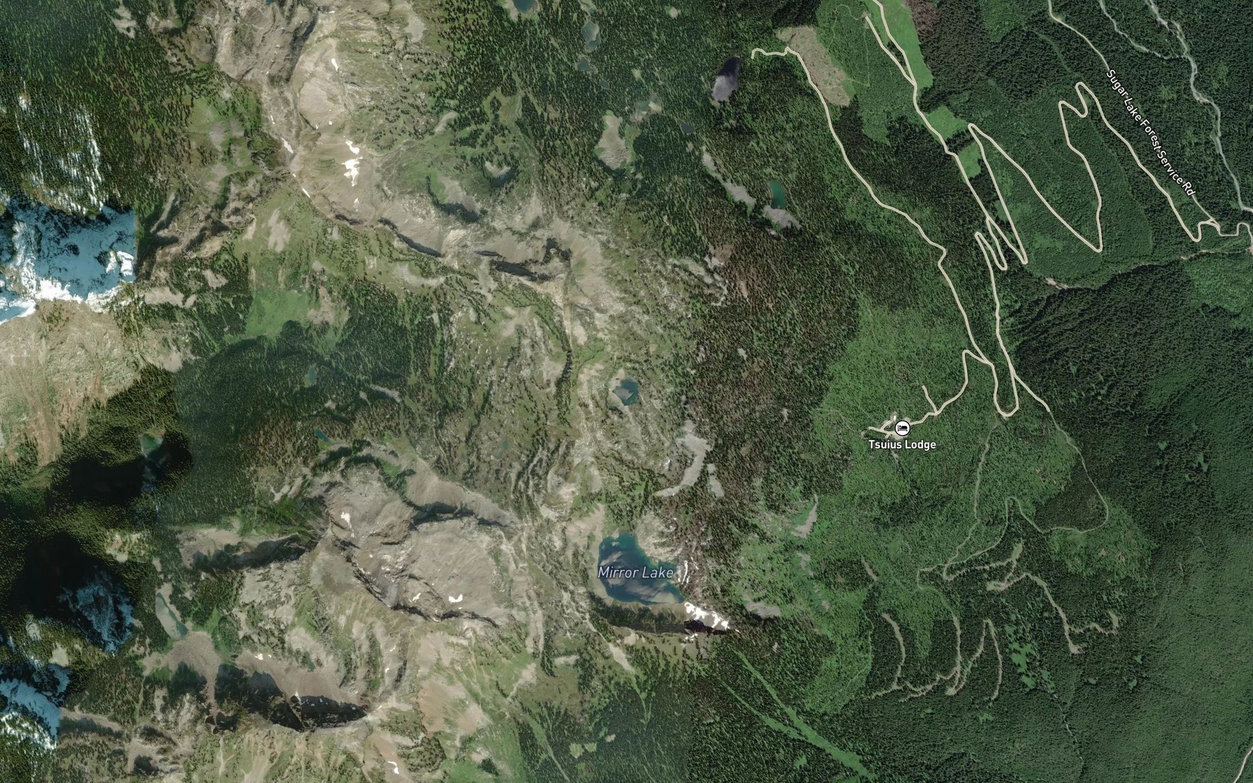 Satellite map of the Sunrise Lake
