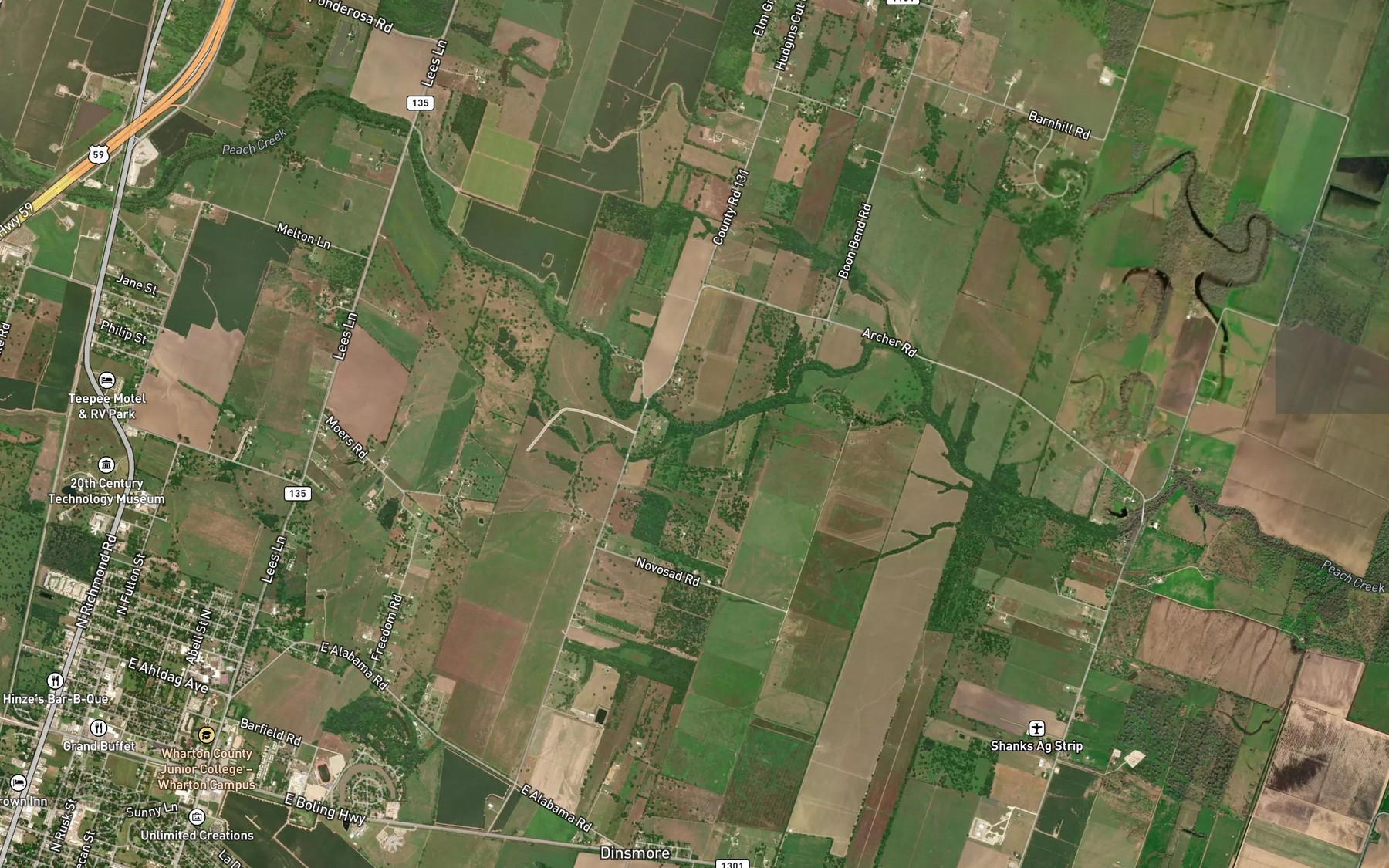 Satellite map of the Baughman Slough