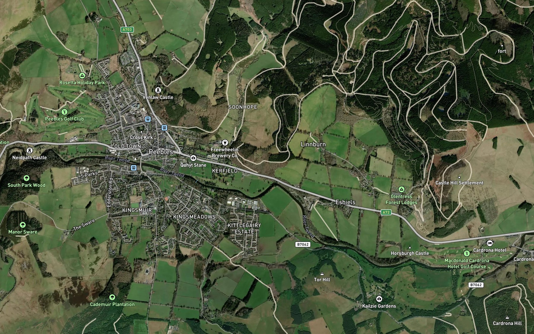 Satellite map of the Glensax Burn