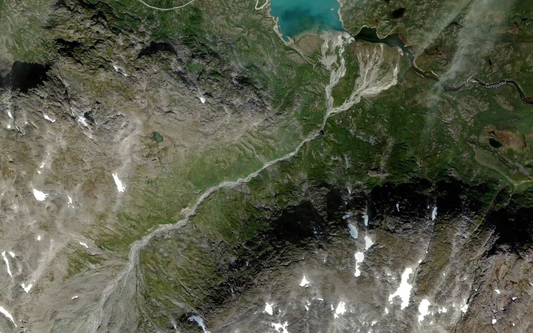 Satellite map of the Smailejohka