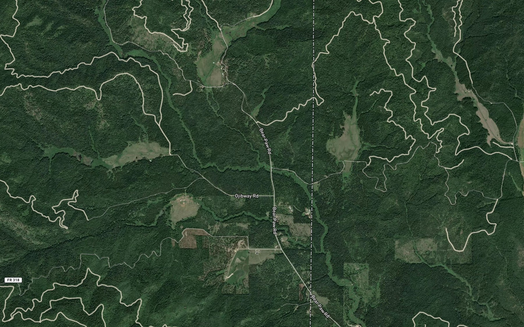 Satellite map of the Flat Creek