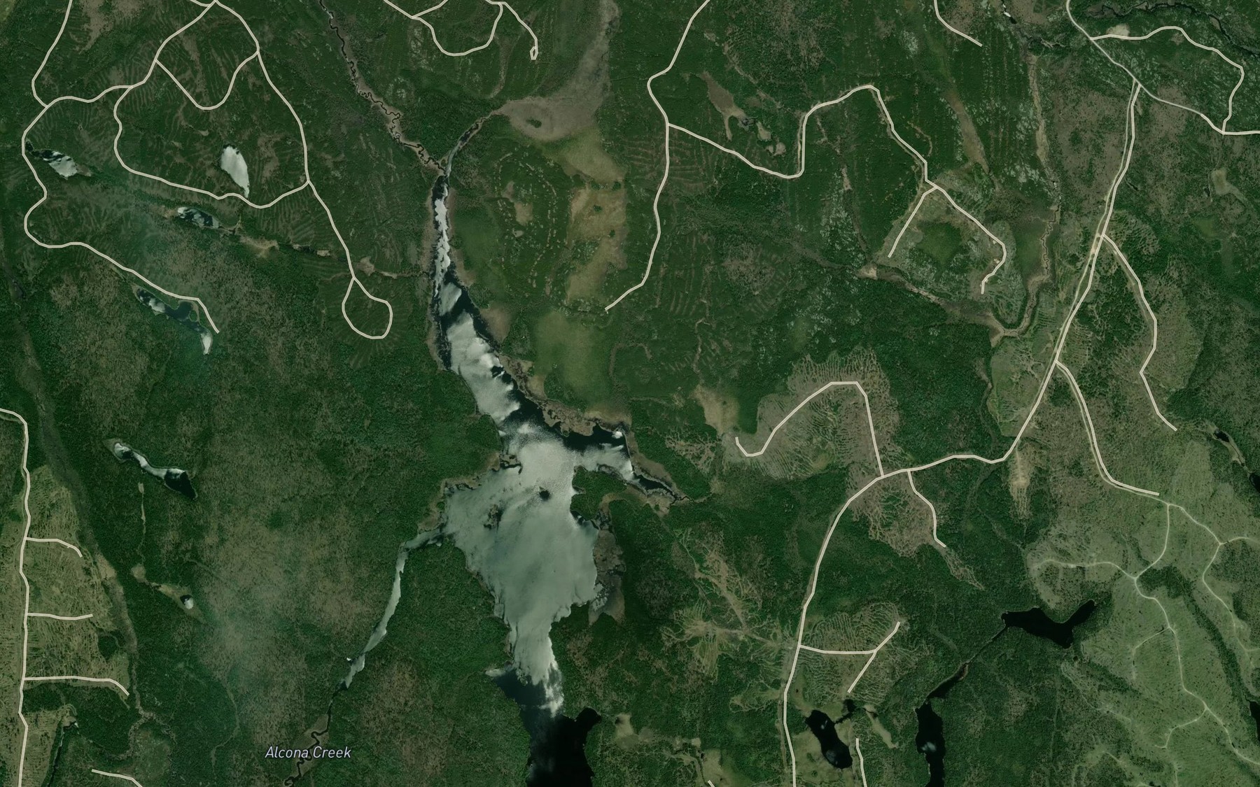 Satellite map of the Alcona Creek