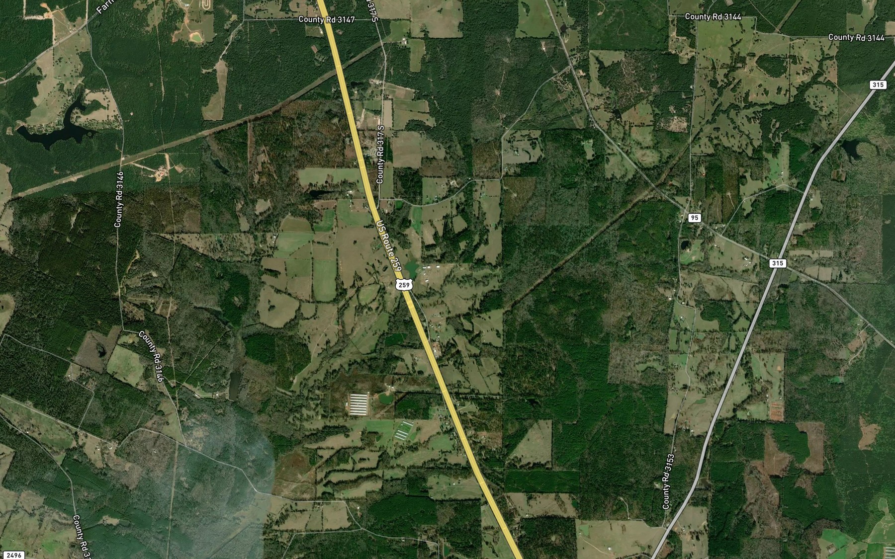 Satellite map of the Sand Branch