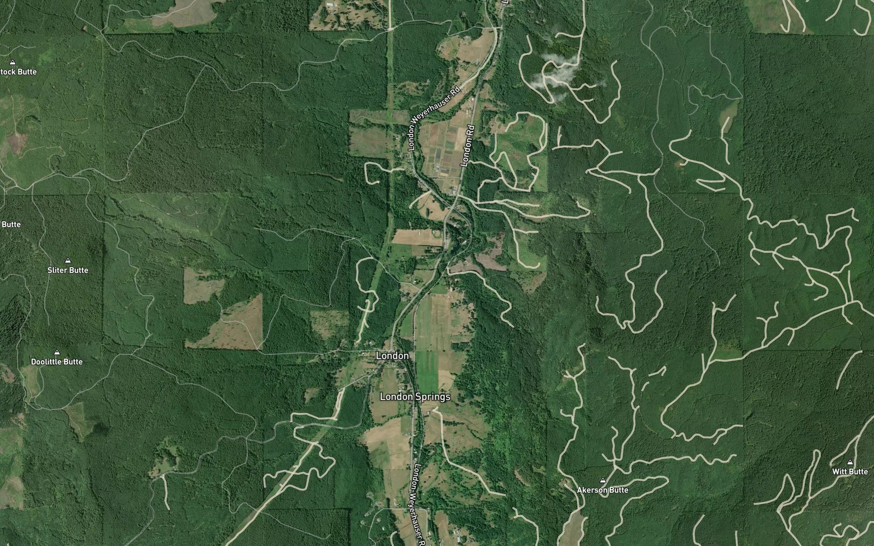 Satellite map of the Ewing Creek