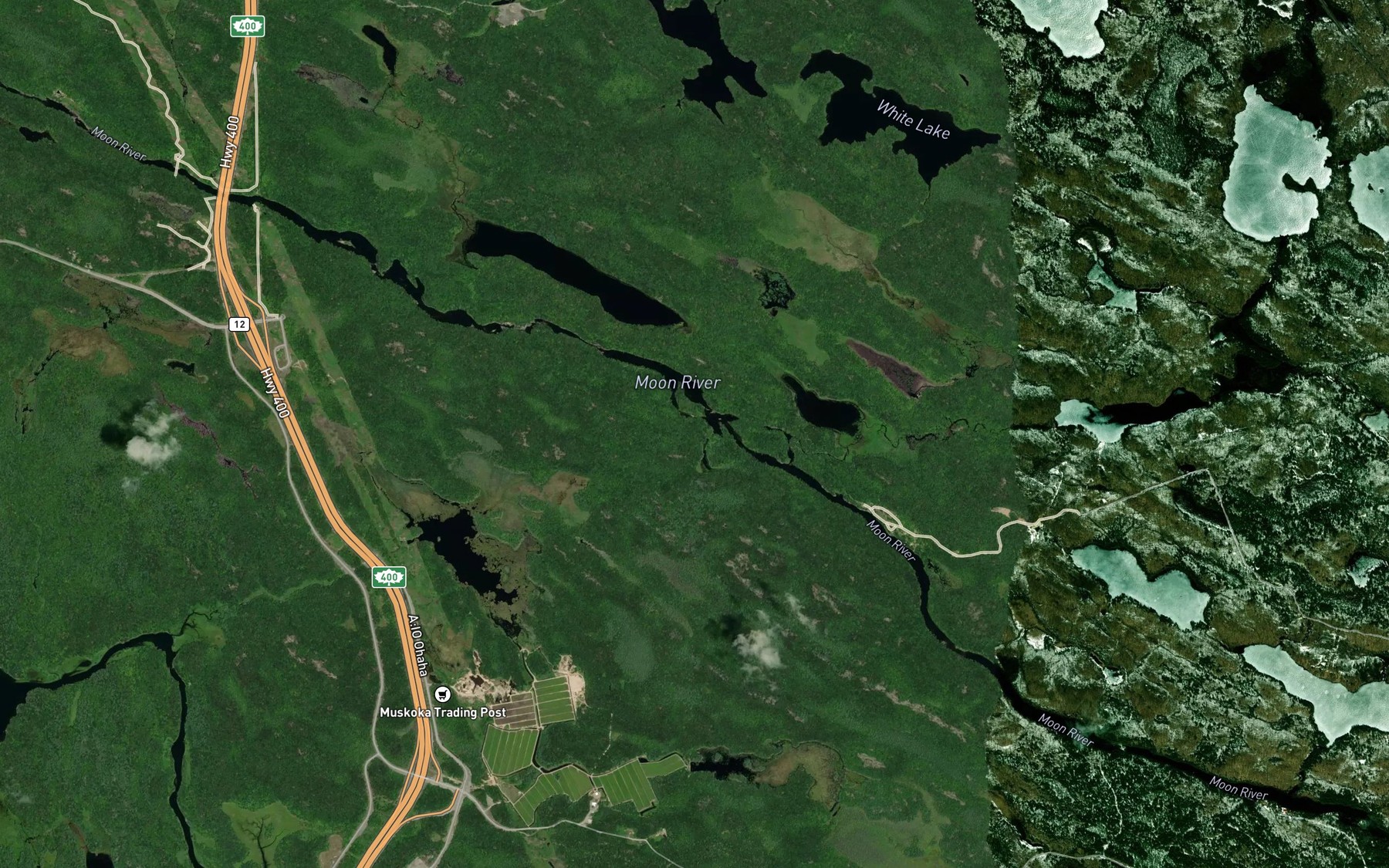 Satellite map of the Haggart Creek