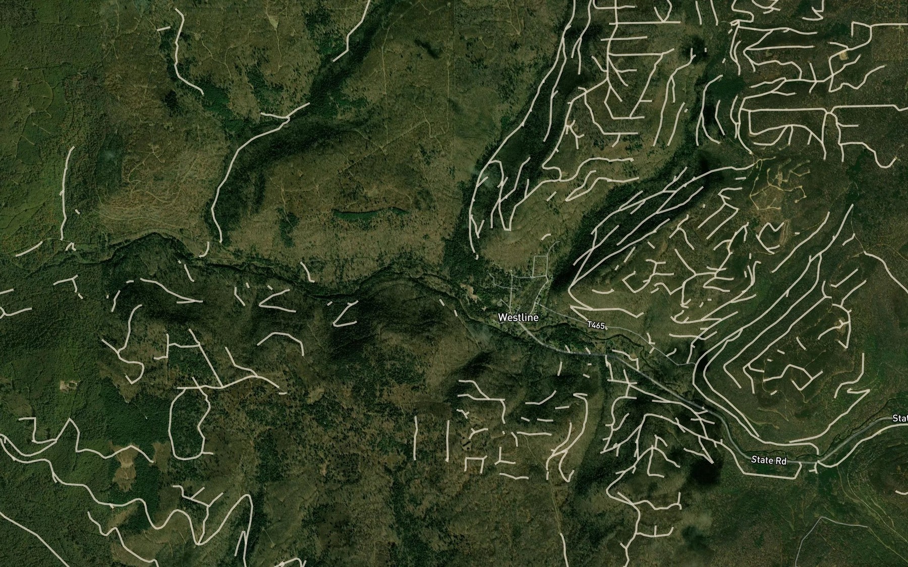Satellite map of the Thundershower Run