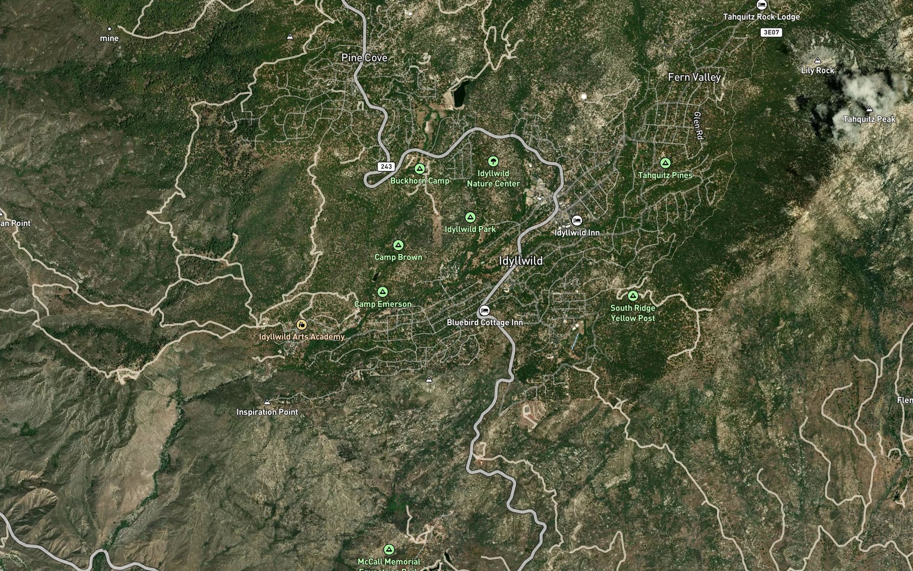 Satellite map of the Lilly Creek