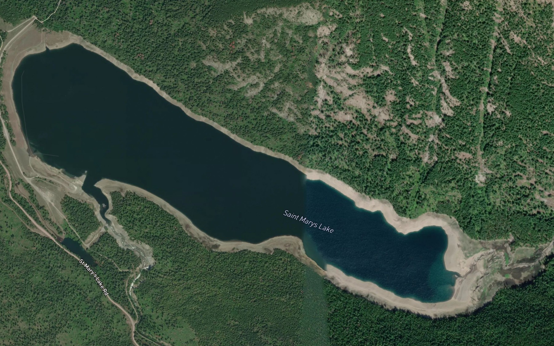 Satellite map of the Saint Marys Lake