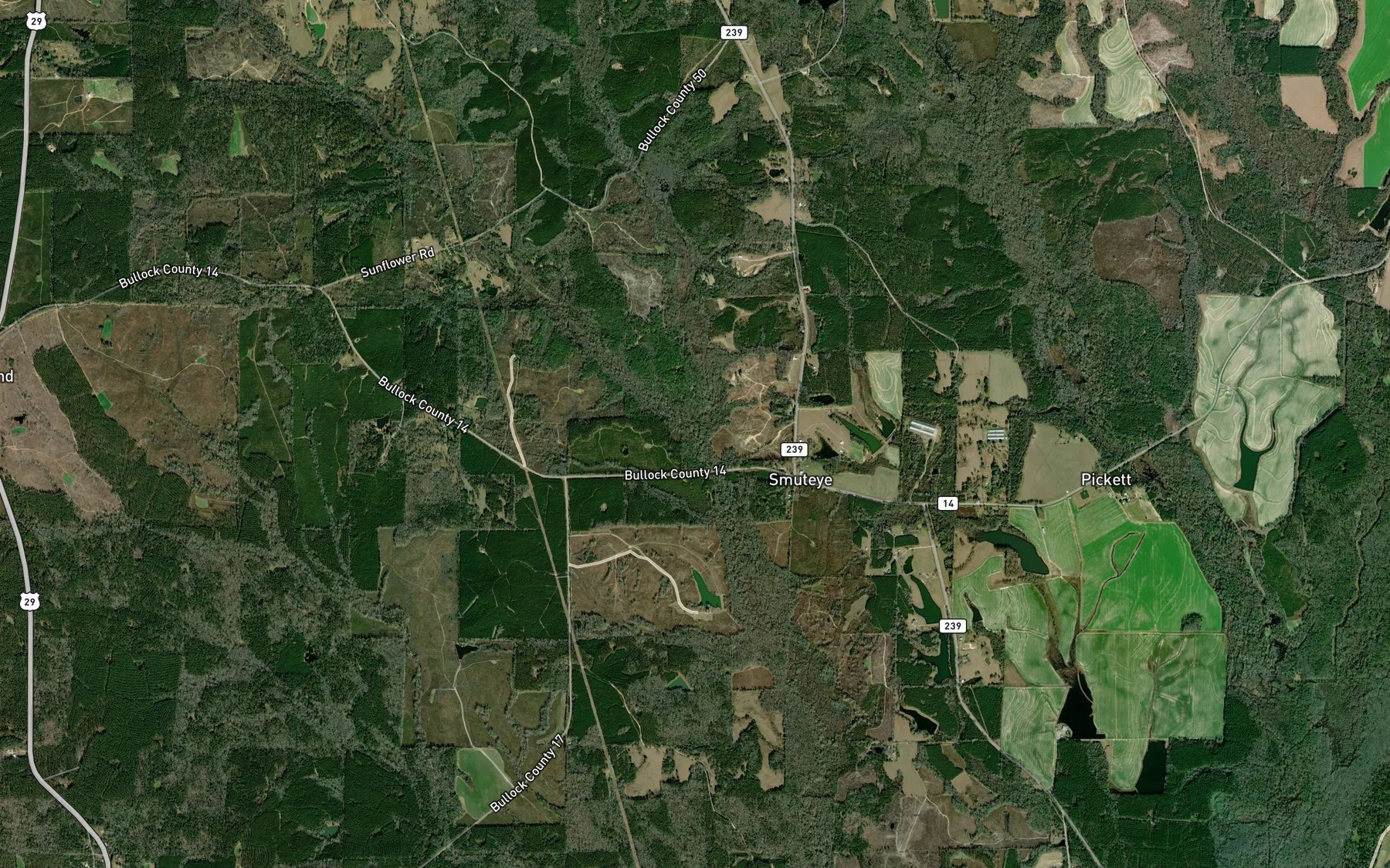 Satellite map of the Little Sandy Creek