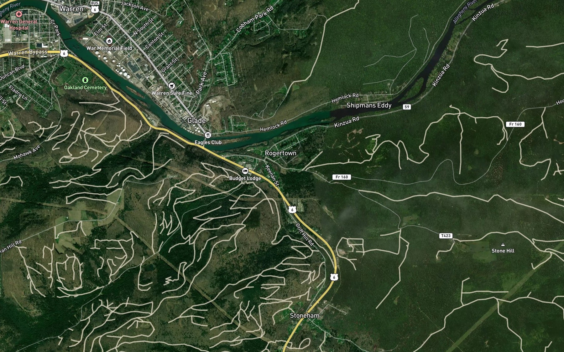 Satellite map of the Dutchman Run