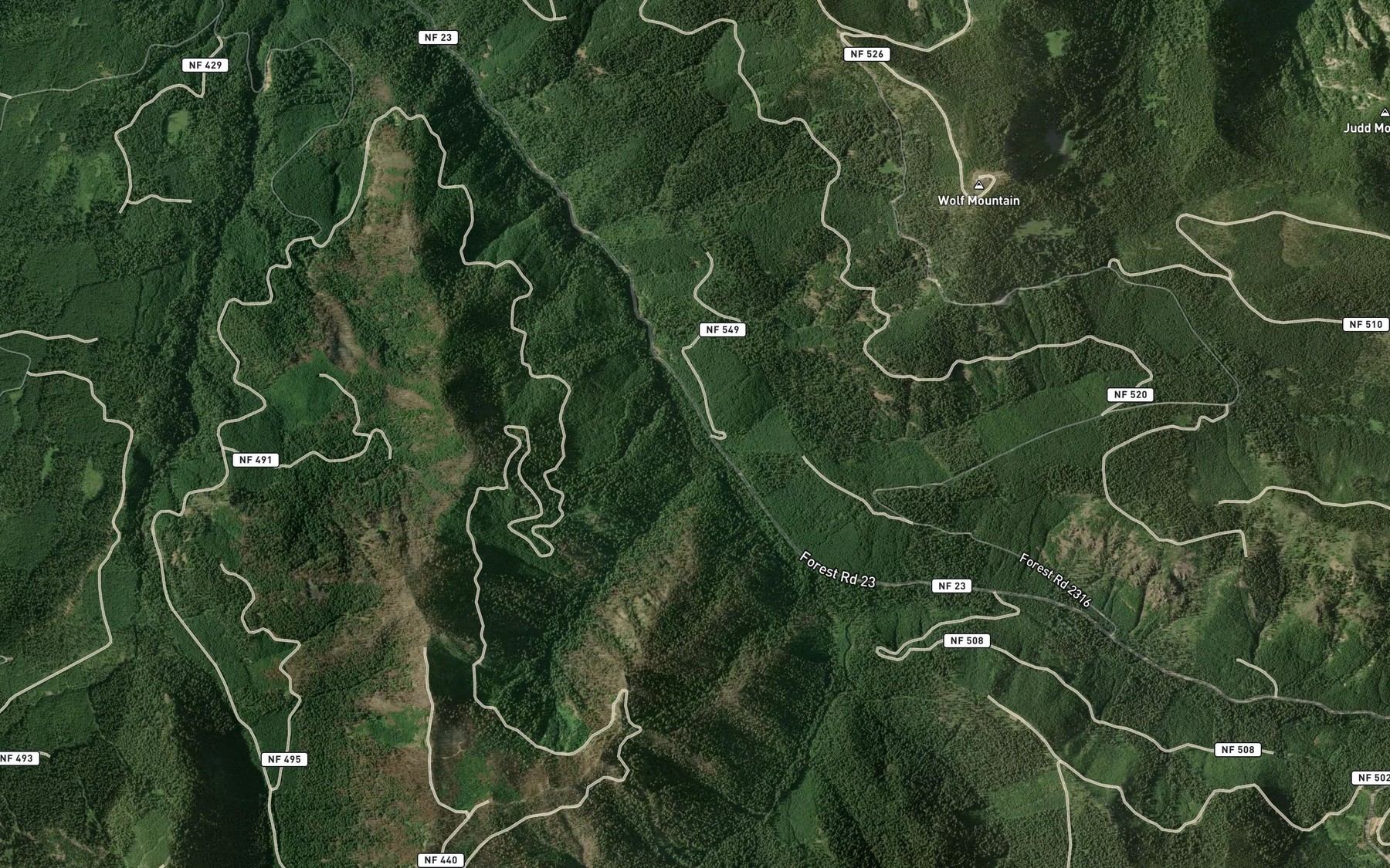 Satellite map of the Wolf Creek