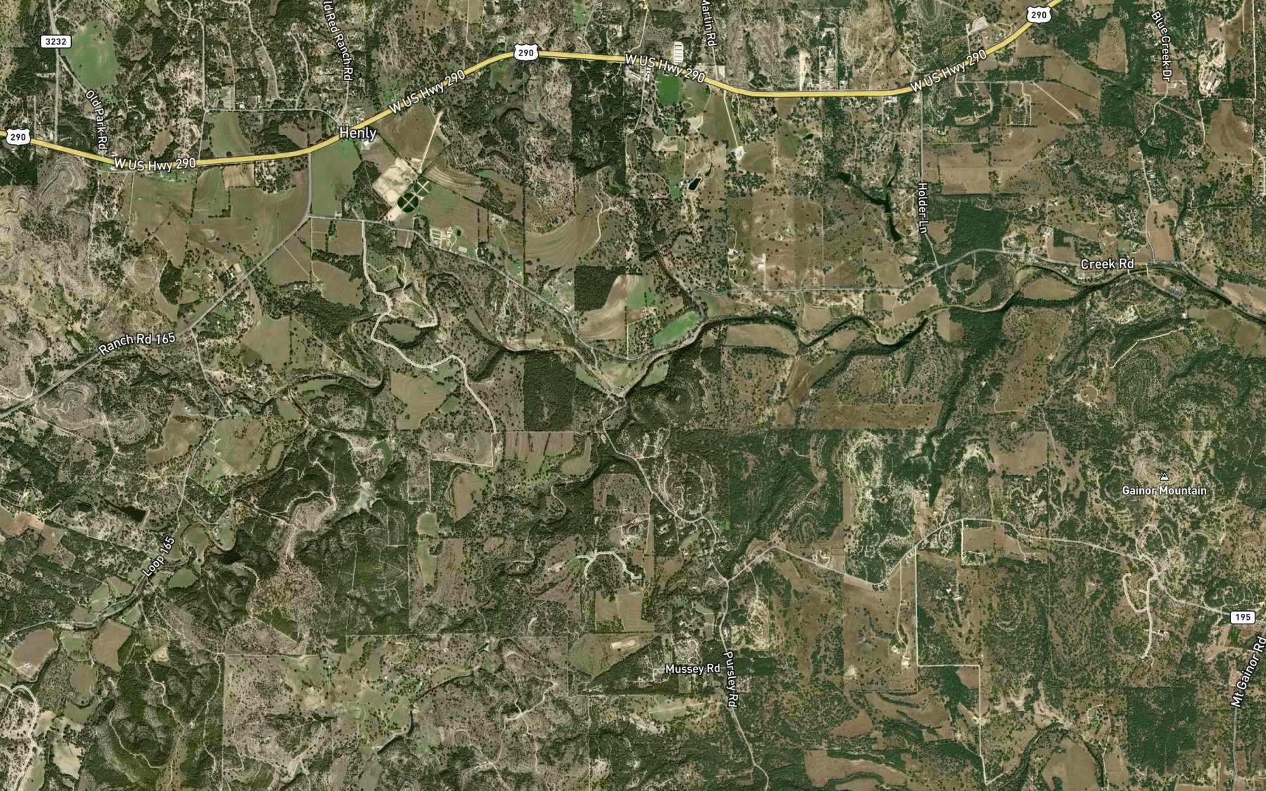 Satellite map of the Mustang Branch